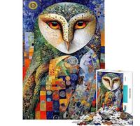 Puzzle a mosaico da 1000 pezzi con ritratto di gufo ideale per ragazzi e famiglie per un divertimento unico e un'interazione genitore-figlio perfetto come regalo di compleanno o di Natale 38x52cm