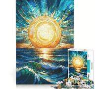 Puzzle a mosaico da 1000 pezzi per adolescenti sole sulle onde dell'oceano gioco rilassante antistress intellettuale compleanno e altre occasioni 38x52cm