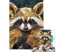 Puzzle a mosaico da 1000 pezzi per adulti con ritratto di procione gioco educativo e stimolante per tutta la famiglia 38x52cm