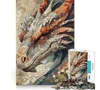 Puzzle a mosaico del drago misterioso da 1000 pezzi per adulti, gioco di logica stimolante, divertimento rilassante, bordi chiari, regalo memorabile (50x75cm)