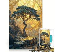 Puzzle a mosaico di pietra con albero dorato, 1000 pezzi, per ragazzi, giocattolo intelligente per la casa, passatempo, taglio preciso, regalo pensato 50x75cm