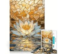 Puzzle a mosaico dorato con ninfea,1000 pezzi,gioco di concentrazione,tecnica di taglio professionale,hobby affascinante per i momenti di svago (38x26cm)