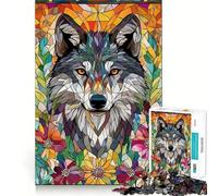 Puzzle a mosaico "Lupo tra i fiori" da 1000 pezzi per adulti,gioco di problem solving di livello professionale,attività rilassante di gruppo al chiuso (50x75cm)