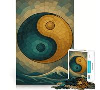 Puzzle a mosaico Yin Yang sulle onde dell'oceano,1000 pezzi,esercizio mentale divertente,pezzi a incastro precisi,un modo coinvolgente per trascorrere il tempo libero (50x75cm)