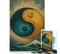 Puzzle a mosaico Yin Yang sulle onde dell'oceano,1000 pezzi,per adulti,gioco di memoria,taglio di qualità professionale,attività di gruppo emozionante (38x52cm)