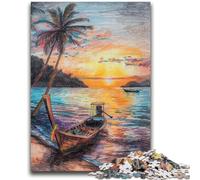 Puzzle a olio "Barche sulla costa" per adulti, 1000 pezzi, stimolante gioco di ruolo Ogni pezzo è unico Gioco stimolante e divertente per tutta la famiglia, 26x38cm