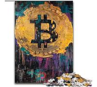 Puzzle a olio Bitcoin per adulti da 1000 pezzi, giocattoli educativi per l'apprendimento, giochi per famiglie con poster abbinato e foglio di quiz (26x38cm)