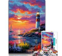 Puzzle a olio con faro per adulti, 1000 pezzi, giocattoli, giochi educativi, antistress, adatti per la decorazione della scrivania, 38x26cm