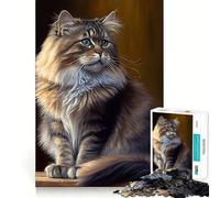 Puzzle a olio con gatto siberiano per ragazzi, 1000 pezzi, gioco di logica e antistress, taglio preciso, regalo di Babbo Natale 38x52cm