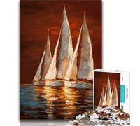 Puzzle a olio di barche a vela per adulti 1000 pezzi, aiuta il cervello a esercitare giocattoli avvincenti per coltivare la pazienza Un'opera d'arte 50x75cm