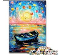 Puzzle a olio di barche da 1000 pezzi per adulti e ragazzi, giocattolo educativo intellettuale decomprimente, gioco educativo per compleanni e Natale (dimensioni 50x75cm)
