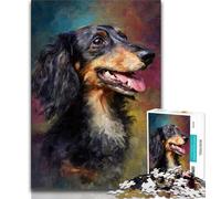 Puzzle a olio di bassotto da 1000 pezzi per adolescenti, aiuta il cervello a esercitare giocattoli avvincenti per coltivare la pazienza, gioco di sfida unico (38x26cm)