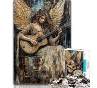 Puzzle a olio raffigurante un angelo che suona la chitarra per adolescenti,1000 pezzi,per ammazzare il tempo durante le vacanze,ogni pezzo è unico,un gioco stimolante e divertente per tutta la