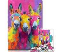 Puzzle a olio raffigurante un asino per adolescenti, stimolanti giochi giocattolo Ogni pezzo è unico Gioco stimolante e divertente per tutta la famiglia, 38x26cm