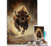 Puzzle a olio raffigurante un bisonte americano, 1000 pezzi, per adolescenti, aiuta il cervello a esercitare i giocattoli avvincenti per coltivare la pazienza e l'interazione genitore-figlio (38x26cm)