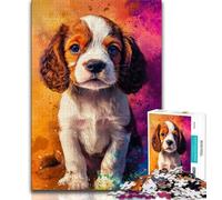 Puzzle a olio raffigurante un cucciolo, per adulti e adolescenti, per ammazzare il tempo durante le vacanze, con pezzi completamente interconnessi e di forma casuale (50x75cm)