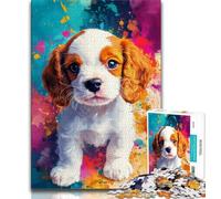 Puzzle a olio raffigurante un cucciolo, per adulti e adolescenti, per ammazzare il tempo durante le vacanze, con pezzi completamente interconnessi e di forma casuale (50x75cm)