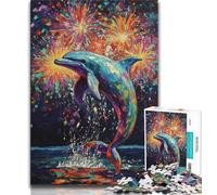 Puzzle a olio raffigurante un delfino, per adulti, 1000 pezzi, difficili da completare ma divertenti e divertenti, ideali come decorazioni e regali unici per la casa, 38x26cm