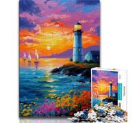 Puzzle a olio raffigurante un faro per adulti, 1000 pezzi, gioco stimolante, ideale come regalo per tutta la famiglia, 50x75cm