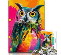 Puzzle a olio raffigurante un gufo, 1000 pezzi, per adulti e adolescenti, giocattolo educativo ideale come regalo per tutta la famiglia (50x75cm)