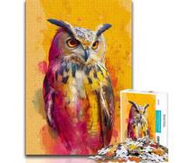 Puzzle a olio raffigurante un gufo, 1000 pezzi, per adulti e adolescenti, giocattolo educativo ideale come regalo per tutta la famiglia (50x75cm)