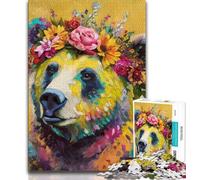 Puzzle a olio raffigurante un orso bruno,1000 pezzi,per adulti e adolescenti,aiuta il cervello a esercitare i giocattoli che creano dipendenza e coltivano la pazienza e l'interazione genitore-figlio