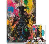 Puzzle a olio raffigurante un samurai ninja per adolescenti, un gioco stimolante e divertente per tutta la famiglia, con pezzi completamente interconnessi e di forma casuale (38x26cm)