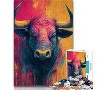 Puzzle a olio raffigurante un toro per adolescenti, 1000 pezzi, giochi educativi, decorazioni per la casa, ideali come regalo per tutta la famiglia (38x26cm)