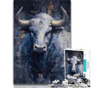Puzzle a olio raffigurante un toro, per adulti, 1000 pezzi, aiuta il cervello a esercitare i giocattoli che creano dipendenza e coltivano la pazienza, ottimo regalo (50x75cm)