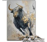 Puzzle a olio raffigurante un toro per adulti, 1000 pezzi, aiuta il cervello a esercitare i giocattoli che creano dipendenza e coltivano la pazienza Decorazione perfetta (50x75cm)