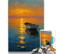 Puzzle a olio raffigurante una barca al tramonto, 1000 pezzi per adolescenti, antistress, sfida difficile, ideale come regalo per tutta la famiglia, 50x75cm