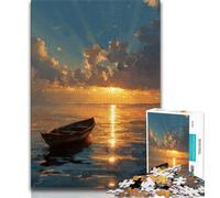 Puzzle a olio raffigurante una barca al tramonto per adolescenti, puzzle da 1000 pezzi, gioco per famiglie, antistress, sfida difficile, regali di Babbo Natale segreto (38x26cm)