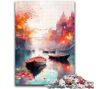 Puzzle a olio raffigurante una barca per adulti, per ammazzare il tempo durante le vacanze Ogni pezzo è unico Gioco stimolante e divertente per tutta la famiglia, 26x38cm