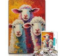 Puzzle a olio raffigurante una pecora, 1000 pezzi, per adulti e adolescenti, giocattolo educativo ideale come regalo per tutta la famiglia (38x26cm)