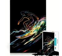 Puzzle a onda neon vibrante per adulti,1000 pezzi,gioco di memoria,montaggio sicuro e stabile,gioco significativo per costruire connessioni (38x26cm)