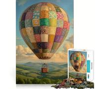 Puzzle a patchwork con mongolfiera da 1000 pezzi per adulti, ideale come regalo, per stimolare la memoria e il rilassamento mentale Taglio di alta qualità, una piacevole sorpresa (38x52cm)