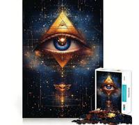 Puzzle a piramide con occhio onniveggente,1000 pezzi,gioco di abilità mentale,pezzi a incastro preciso,divertimento in famiglia,attività serale (50x75cm)