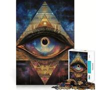 Puzzle a piramide con occhio onniveggente da 1000 pezzi per adulti,gioco di memoria e concentrazione,incastro perfetto,compatto e divertente per tutta la famiglia (50x75cm)