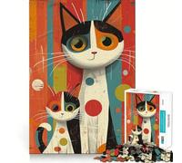 Puzzle a pois con gatti dai colori vivaci per ragazzi,1000 pezzi,gioco stimolante per la mente,montaggio sicuro e attività di condivisione per i propri cari (38x26cm)
