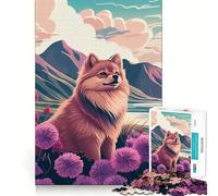 Puzzle a pon pon con tema natura e Pomerania, 1000 pezzi, per adulti, gioco di logica e logica, ideale per il tempo libero, con bordi lisci, regalo stagionale (38x26cm)