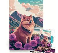 Puzzle a pon pon con tema natura e Pomerania per adulti, 1000 pezzi, gioco di logica, svago, taglio perfetto, regalo creativo (38x52cm)