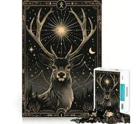 Puzzle a raggi solari con cervo per adulti, 1000 pezzi, gioco intelligente, tranquillo, con motivo da assemblare, (50x75cm)