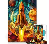 Puzzle a razzo in vetro colorato da 1000 pezzi per ragazzi, gioco di abilità mentale, divertimento casual, design da assemblare, regalo elegante 38x26cm
