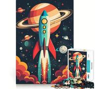 Puzzle a razzo spaziale retrò da 1000 pezzi per adulti, ideale per migliorare la memoria, per un piacevole svago, un'attività di assemblaggio e un pezzo da collezione (50x75cm)