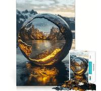 Puzzle a sfera con riflesso di montagna, 1000 pezzi, per adolescenti, per rafforzare la memoria, ideale per il tempo libero a casa, con bordi puliti e un regalo prezioso (38x26cm)
