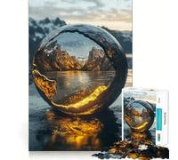 Puzzle a sfera con riflesso di montagna per adulti, 1000 pezzi, gioco di logica stimolante, rilassante, con bordi trasparenti, regalo artistico (38x52cm)