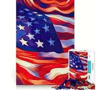 Puzzle a strisce con bandiera americana per ragazzi, 1000 pezzi, gioco di logica, passatempo per la casa, taglio preciso, regalo per le festività 38x52cm