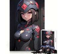 Puzzle a tema anime con ragazza in armatura futuristica, 1000 pezzi, per esercitarsi nella logica, per una distrazione rilassante, con bordi netti, ideale come regalo festivo (50x75cm)