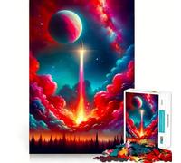 Puzzle a tema avventura spaziale con razzo per ragazzi, 1000 pezzi, attività per allenare la mente a casa, bordi precisi, regalo festivo 50x75cm