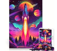 Puzzle a tema avventura spaziale con razzo per ragazzi, 1000 pezzi, rompicapo per la mente, divertimento rilassante, arte da assemblare, regalo perfetto 38x26cm